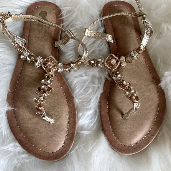 ANN GOLD FLAT SANDALS - Picture 3 of 6